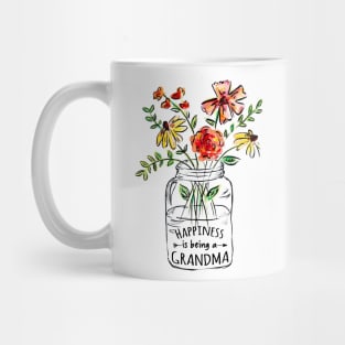 Womens Happiness Is Being Grandma Life - Flower Art-Grandma Tee Mug